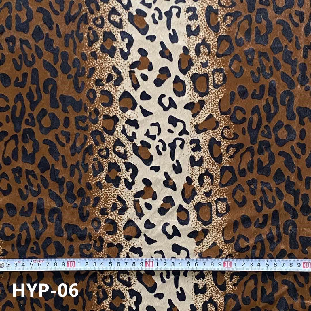 Leopard print velour fabric